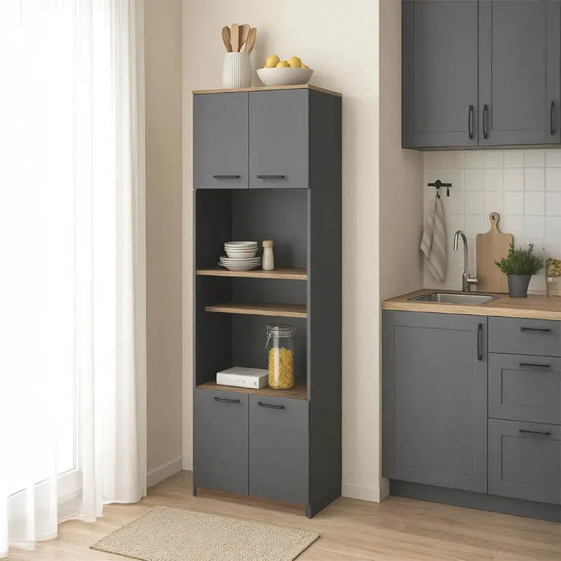 Dulap Bucatarie Rowan, stejar gri-inchis, 60x42x182 cm - Gri