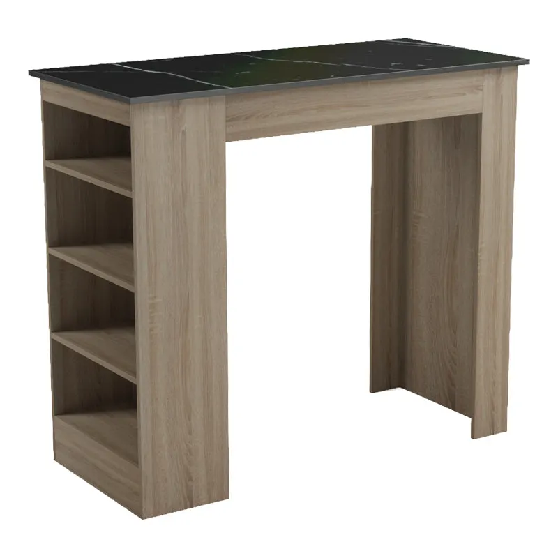 Masă de sufragerie de bar Riff, Aspect, Negru - Sonoma, 120x55x105 cm - Negru