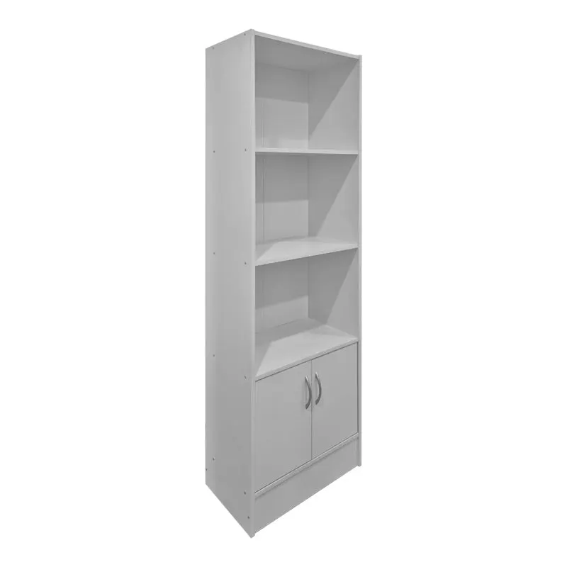 Biblioteca cu rafturi Tekaro, Lemn, Diverse culori, 57x33x180 cm - Alb