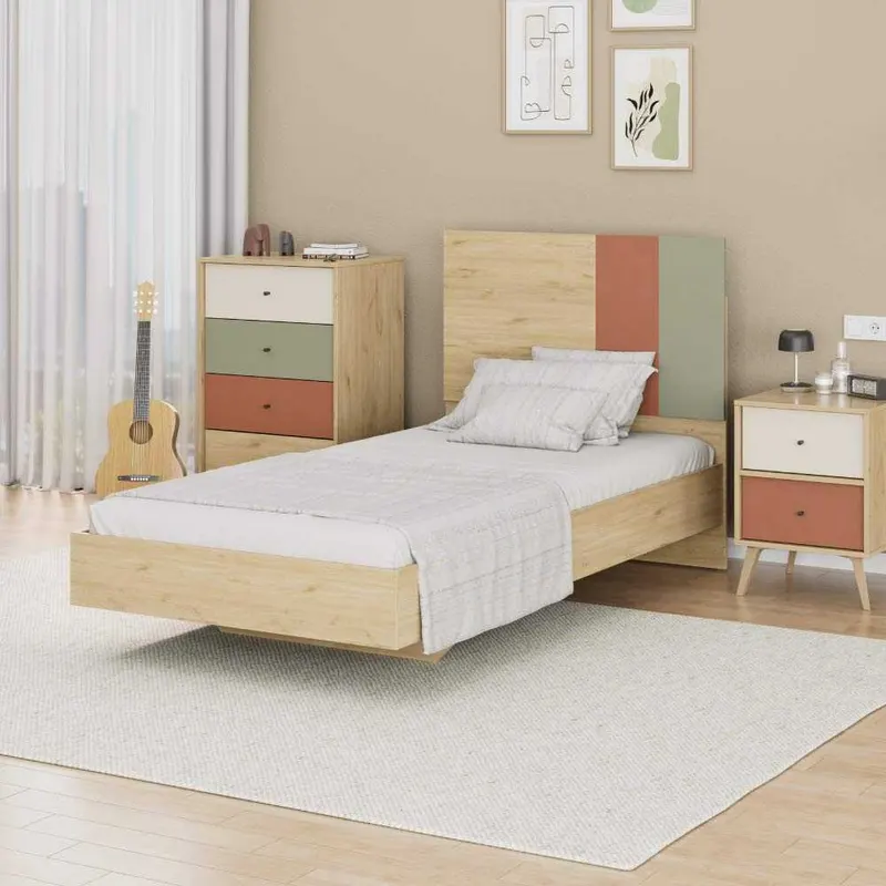 Pat de o persoană TKR-910-FX-2 Home Collection® Tiffany, Multicolor, 107x110x205 cm - Multicolor