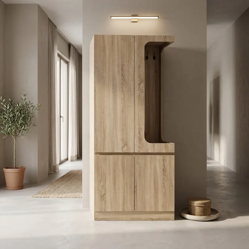Cuier cu pantofar Feby, Sonoma, 80x50x190 cm - Sonoma