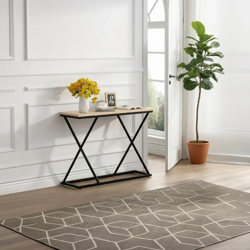 Consola Glimmer, Metal, 100x30x80 cm - Natur-Negru