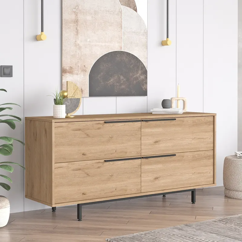 Consola On3 Locelso, nuc - alb, 160x45 cm - Nuc