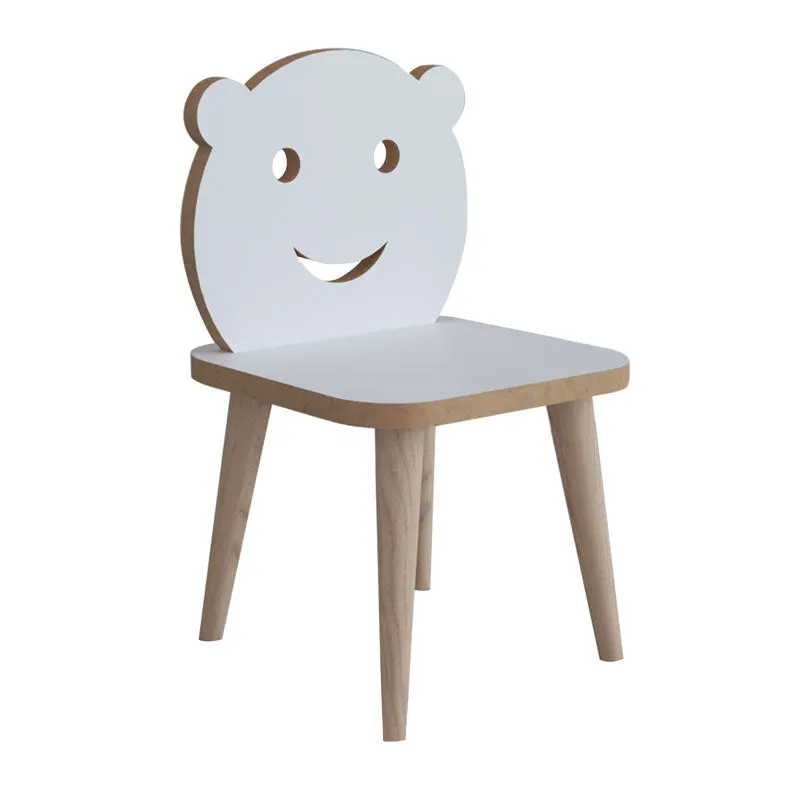 Scaun copii Jerry alb, lemn, Natural, 30x30x52 cm - Alb