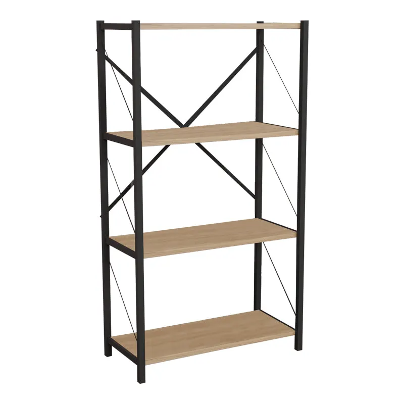 Biblioteca Jackrey stejar-metal, negru, 60x30x114 cm - Stejar