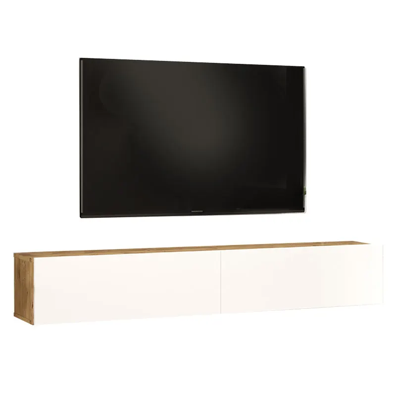 Comoda TV de perete Dello, 180x32x30 cm - Alb-Sonoma