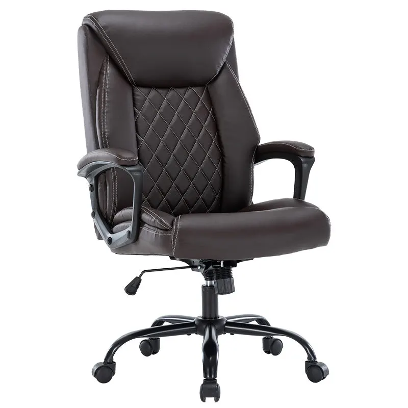 Scaun de birou manager Victory piele ecologica, negru - maro, 65x73x118 cm - Maro