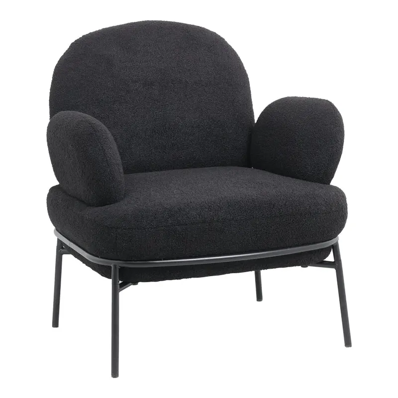 Fotoliu Jaycob boucle, 74x71x83 cm - Negru