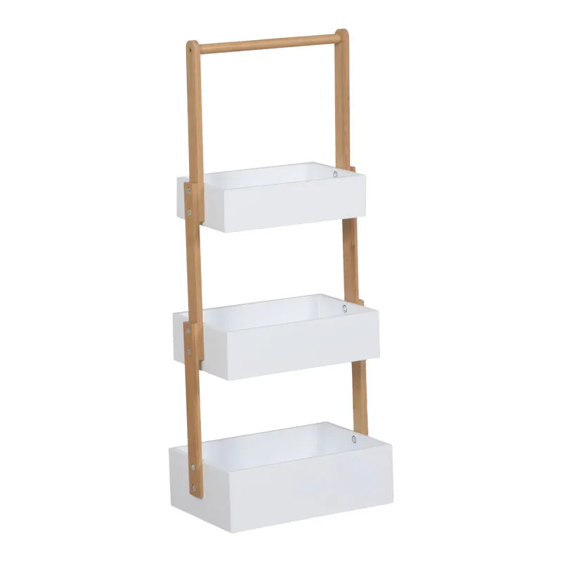 Raft de podea Arvy, Bambus, 32x20x76 cm - Alb-Natur