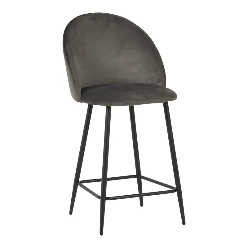 Scaun bar cu funcție ajustabilă Perch, Metal & Catifea, Negru - Antracit, 50x43x99 cm - Negru