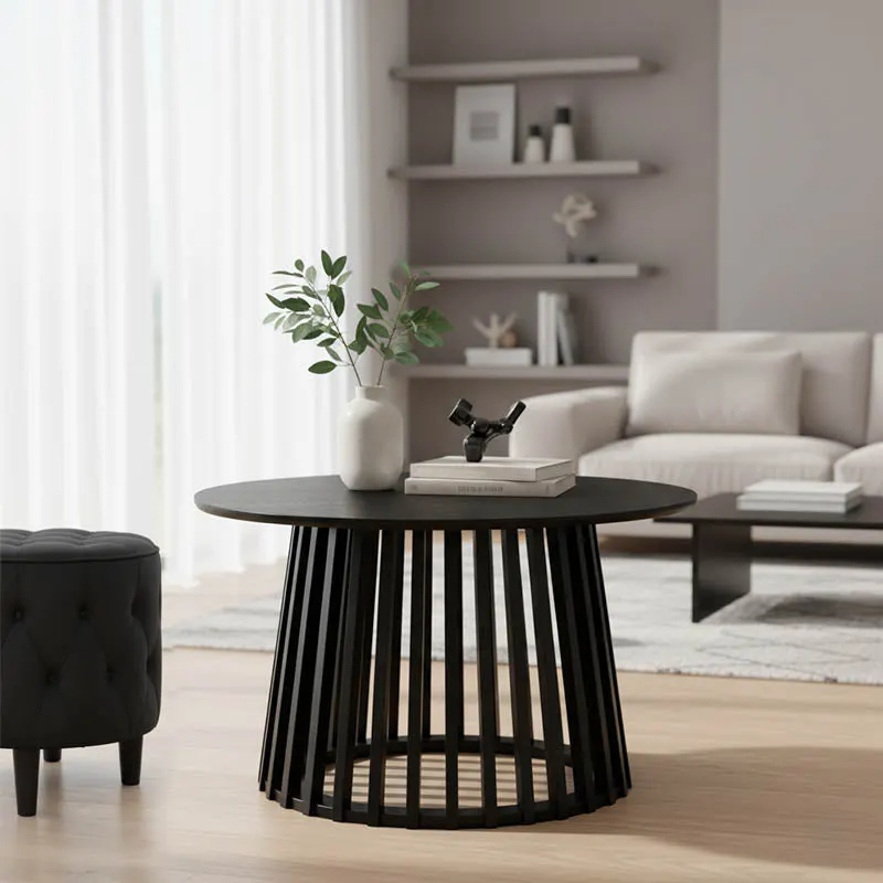 Masă cafea Domonic, Negru, 80x45 cm - Negru