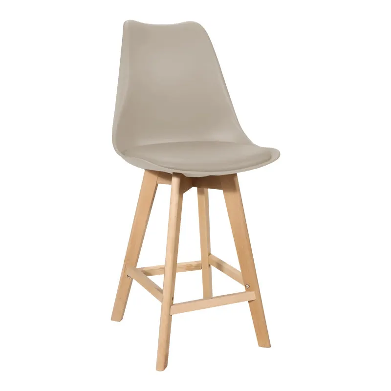 Scaun de bar cu reglare înălțime Gaston, Lemn, Cappuccino, 49x56x112 cm - Bej
