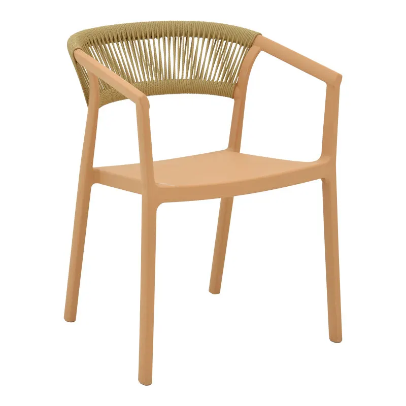 Fotoliu stivuibil Sillia, Cappuccino, Polipropilena cu Ratan, Bej, 55x52x74 cm - Bej