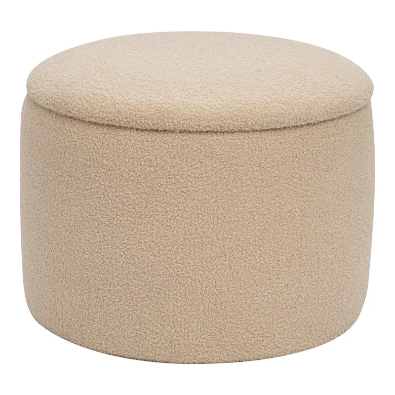 Taburet-trunchi Roundy cu functie multifunctionala, Boucle, bej, 55x41 cm - Bej