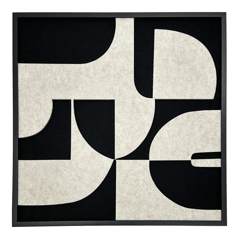 Arta de perete cu rama Jeire, alb-negru, lemn, 62x62 cm - Multicolor