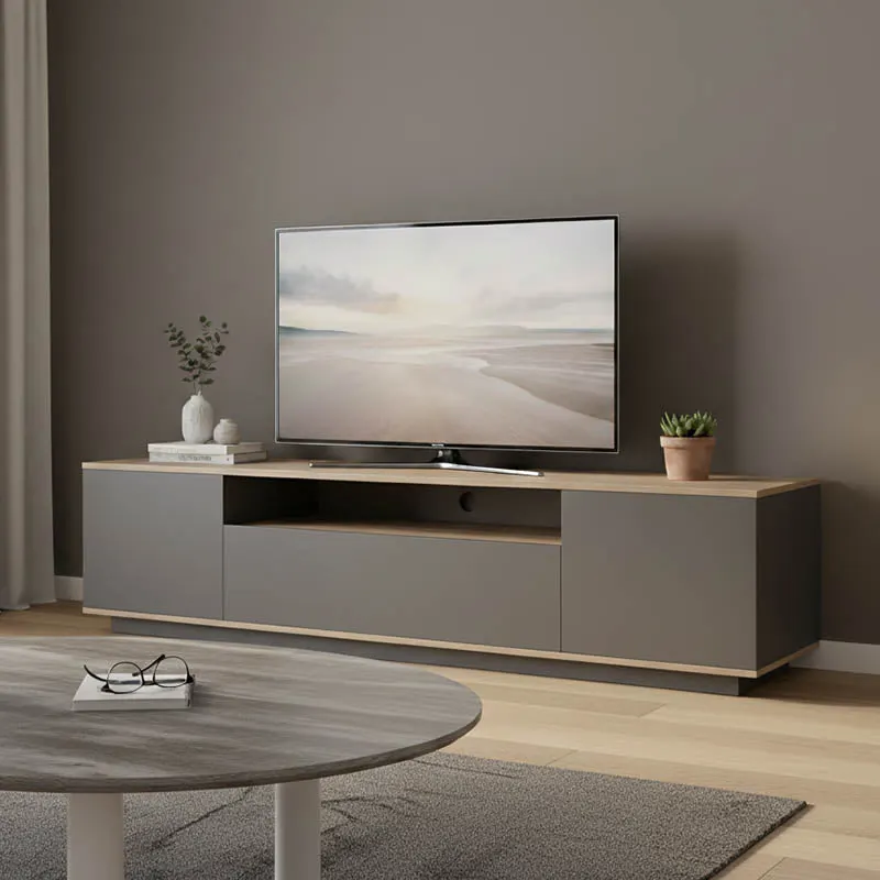 Suport TV cu functie de depozitare Winey în culori, sonoma-antracit, 180x44x44 cm - Stejar