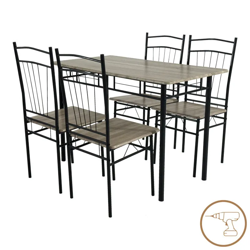 Set masa si scaune 5 piese Reforia, Gri, 110x60x74 cm - Gri