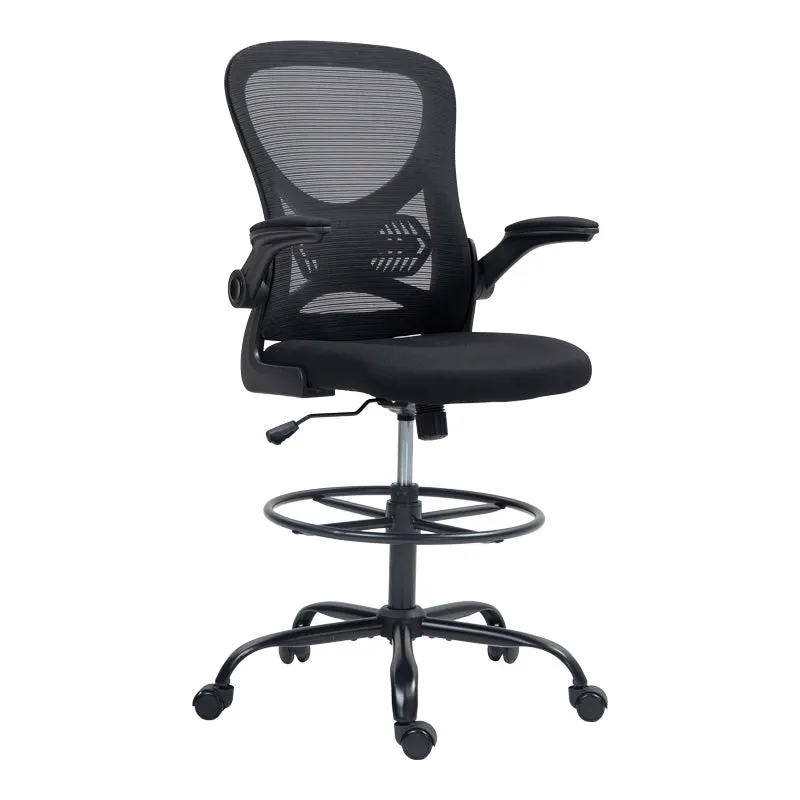 Scaun de birou manager Derzio din plasa, neagra, 62x53x131 cm - Negru