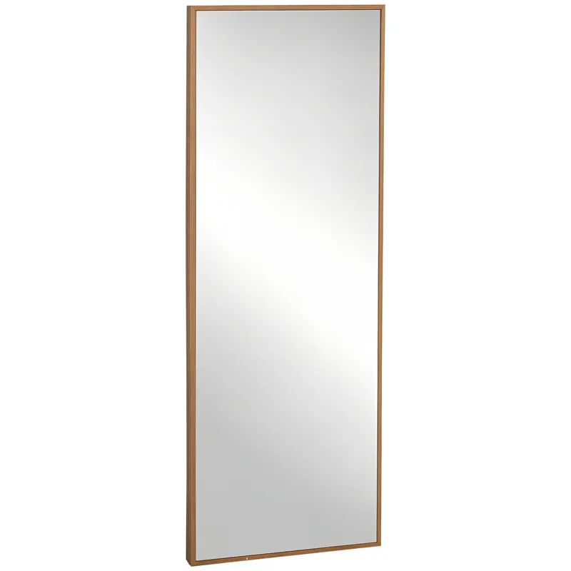 HOMCOM Oglindă Lungă din Lemn Design Natural, Montare Verticală/Orizontală, pentru Hol sau Dormitor, Maro