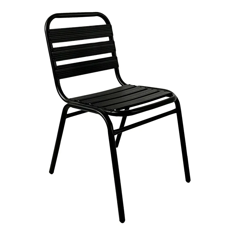 Scaun Sussie stack metal negru cu lamele din aluminiu, 45x62x76 cm - Negru