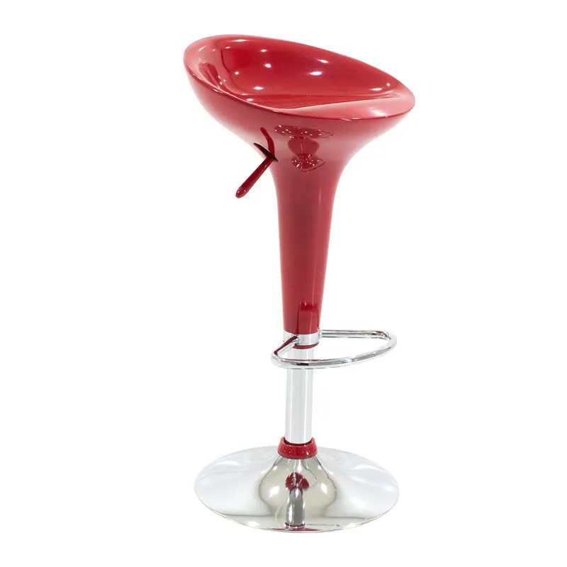 Scaun de bar Felice reglabil pe inaltime baza, rosu-crom, 40x43x84 cm - Rosu