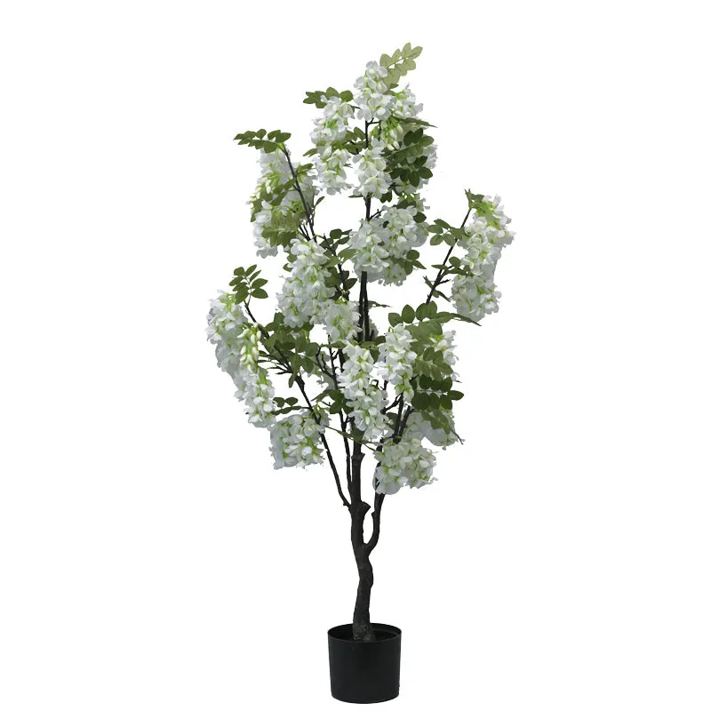 Planta decorativa Floarea de fasoleghiveci, alb, 125 cm - Negru