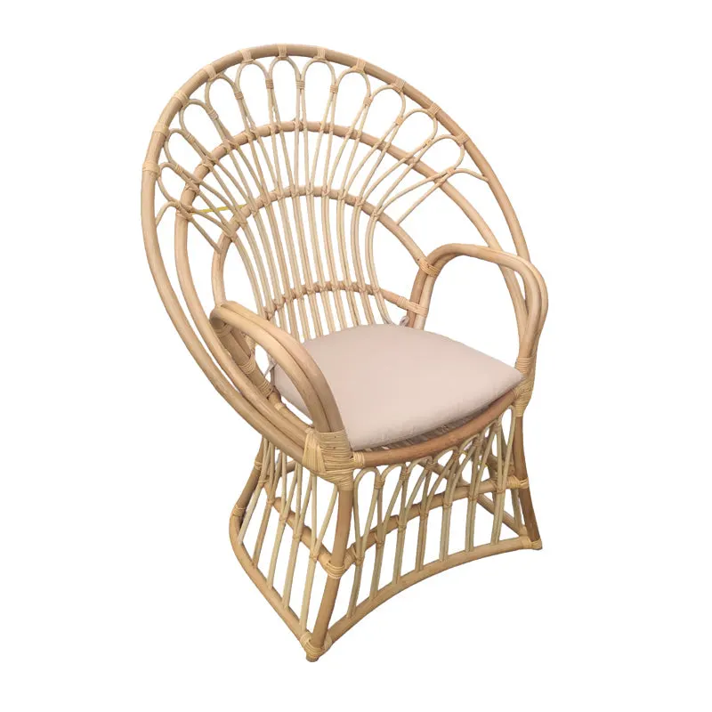 Scaun Boloni cu perna bej-ratan, Natural, 100x67x120 cm - Natur
