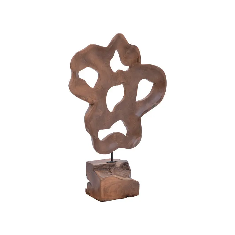 Decoratiune de masa Strab lemn Natural tec-metal, 49x15x70 cm - Nuc