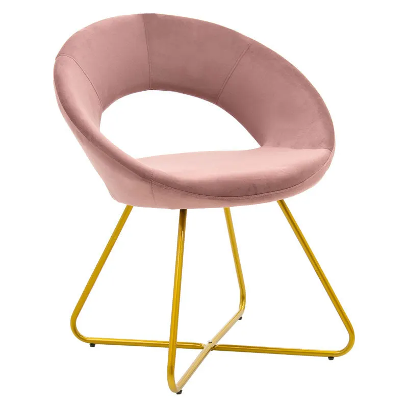Scaun Valentina, catifea si metal, 65x60x82 cm - Roz