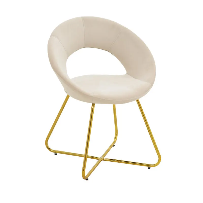 Scaun Valentina, catifea si metal, 65x60x82 cm - Bej
