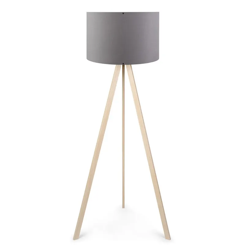 Lampadar PWL-1060, MDF si textil, D38x140 cm - Natural-Gri