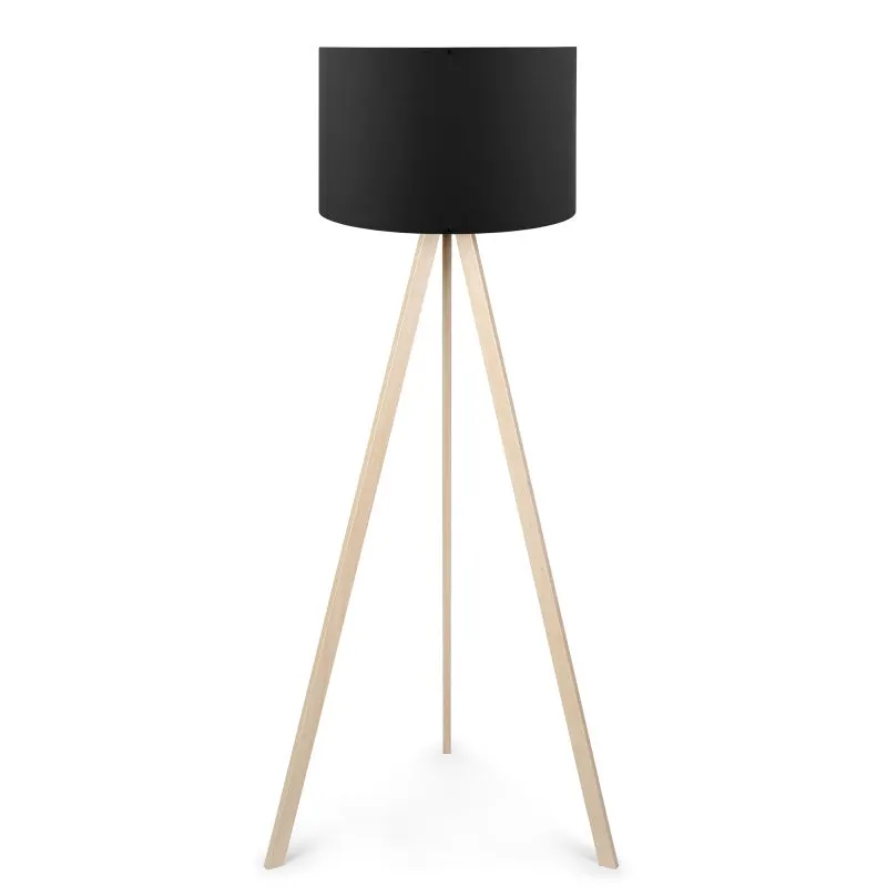 Lampadar PWL-1060, MDF si textil, D38x140 cm - Natural-Negru