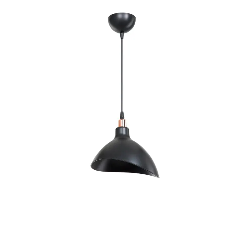 Lustra de tavan cu un singur bec Oufoa, Alb - Negru, D22x22 cm - Negru