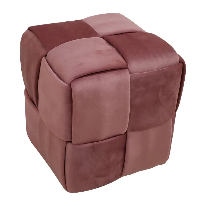 Taburet Jisko catifea, 38x38x40 cm - Roz