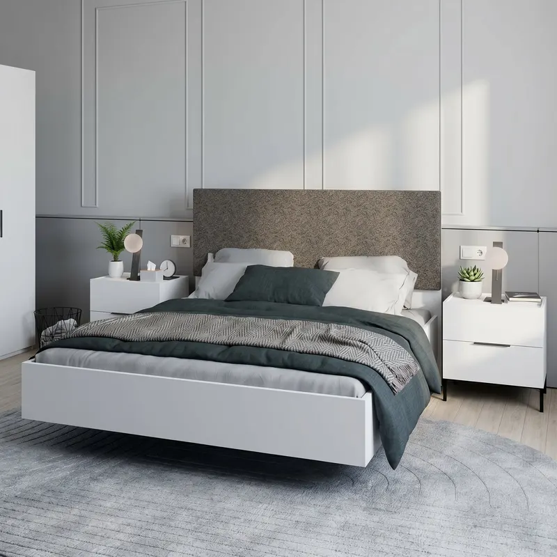 Pat dublu KRY-1616-DD-3 Home Collection® Oryana, 171x120x206 cm - Alb
