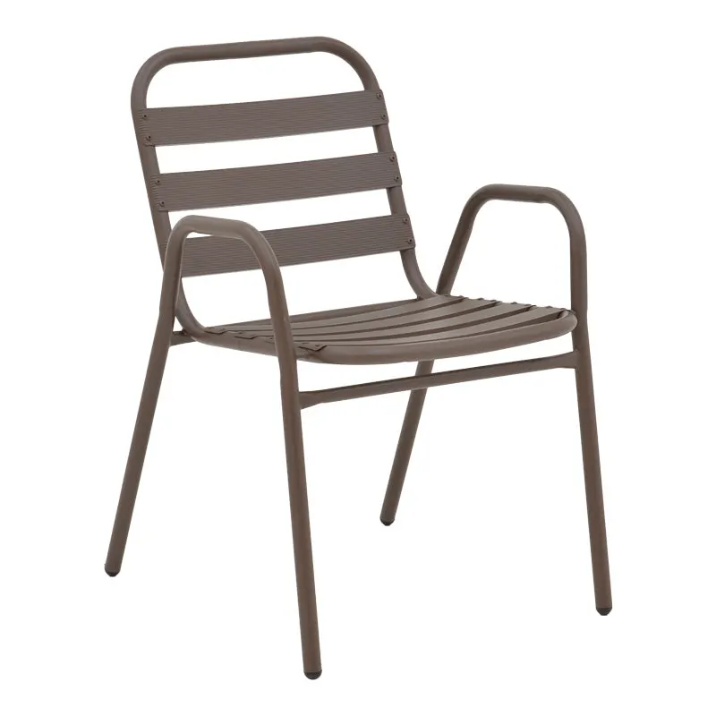 Scaun exterior Sussie, metal si aluminiu, 45x62x76 cm - Maro