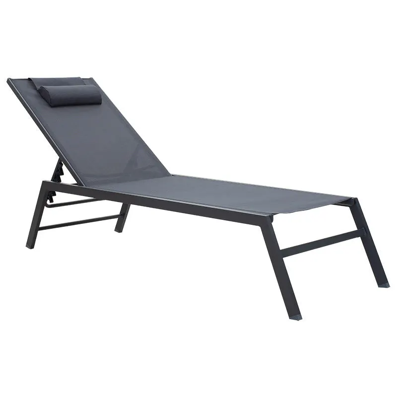 Sezlong Kiara aluminiu texMarona, Antracit - Alb, 70x200 cm - Antracit