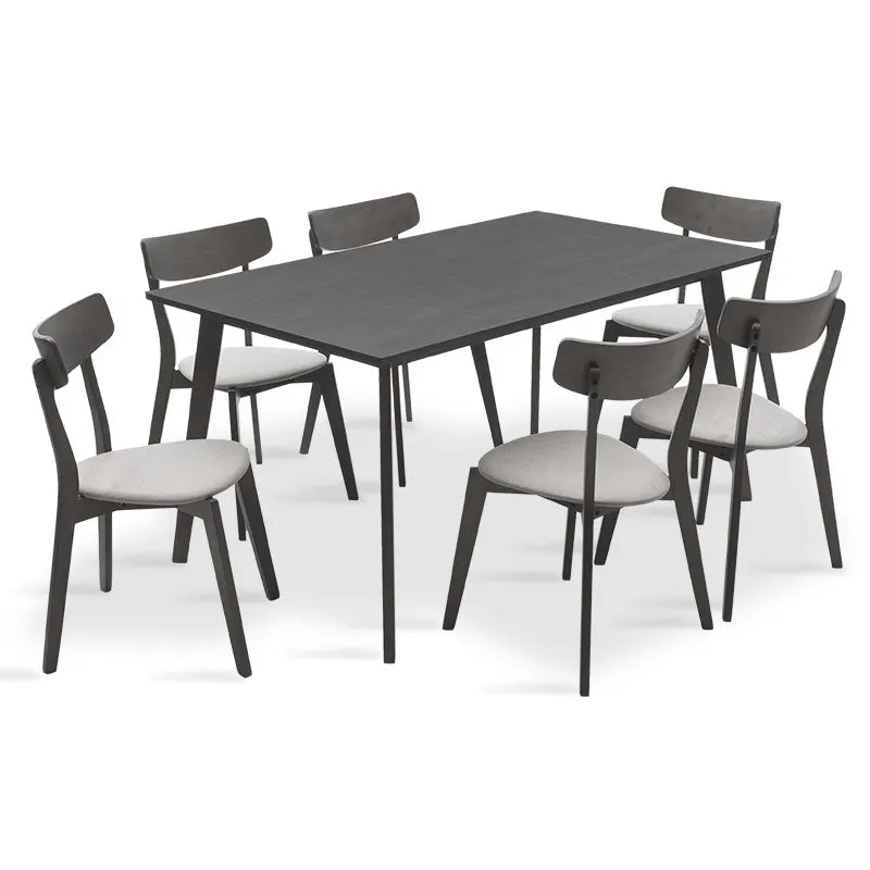 Set de sufragerie Benson - Toto 7 piese, Gri - Nuc, 150x90x75 cm - Gri