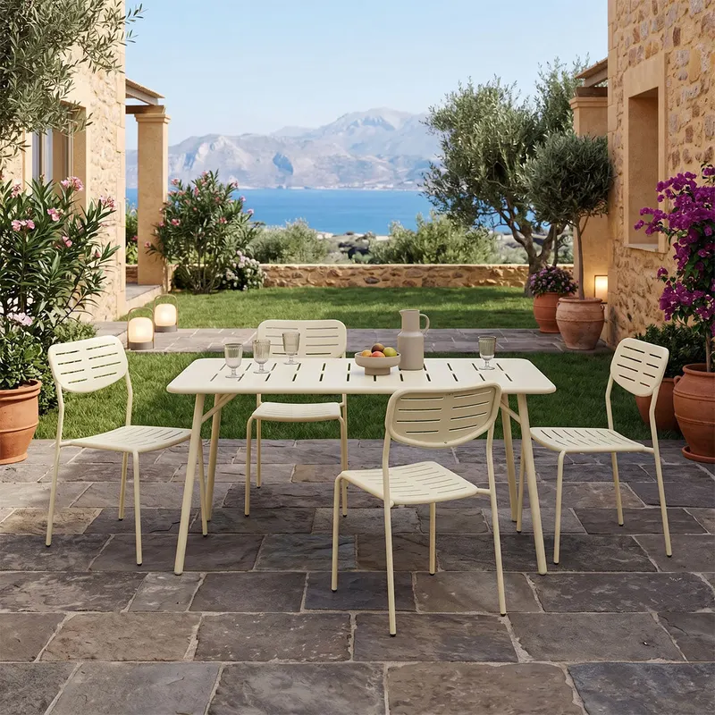 Set de sufragerie exterior Moraja Deraby I, 5 piese, Crem, 140x80x72 cm - Crem