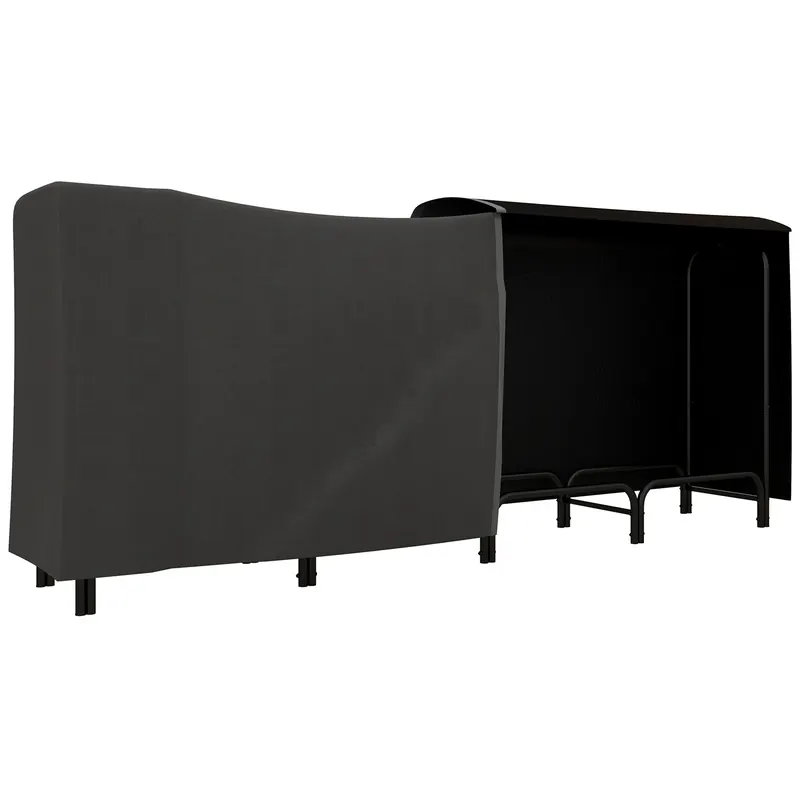 Outsunny Suport pentru Lemne din Metal cu Suport Reglabil, Geantă de Transport și Husă Impermeabilă, 240x36x99 cm, Negru