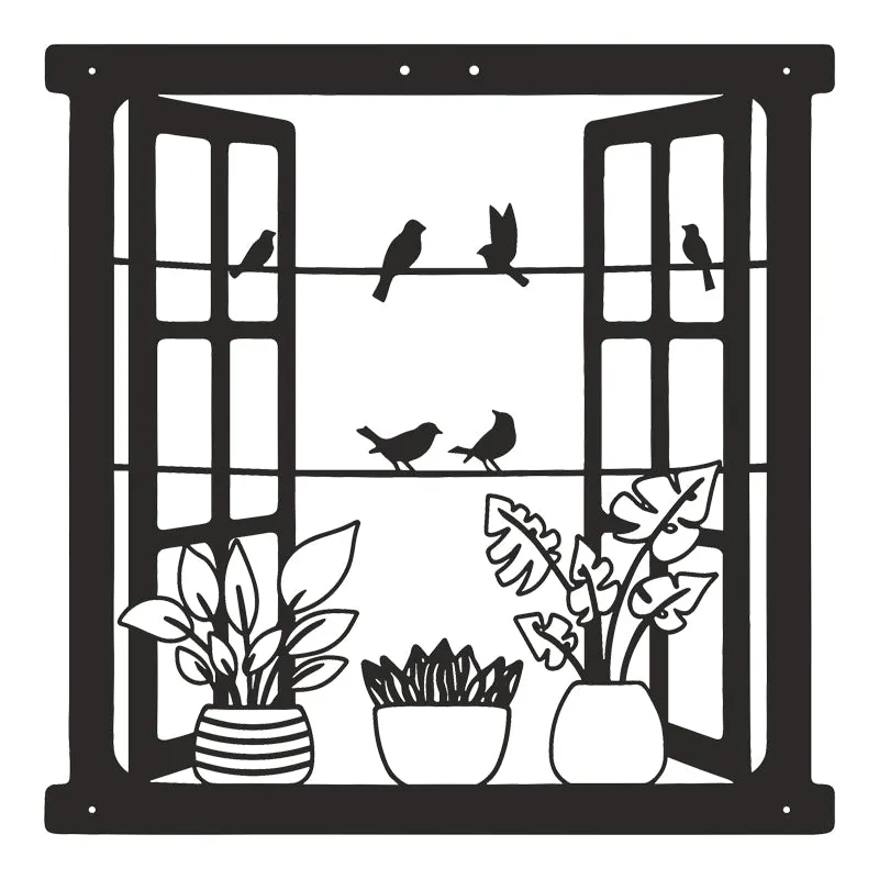 Decorațiune metal Wall deco Windo negru metal, 50x50 cm - Negru