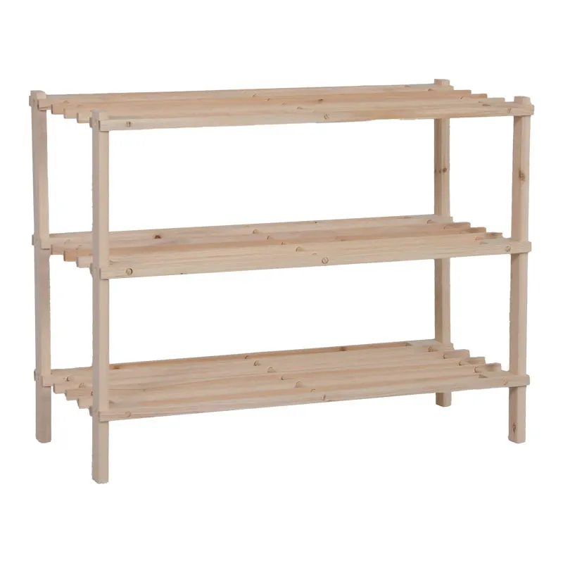 Raft pentru pantofi cu capacitate de 9 perechi Steper, Lemn de brad, Natur, 64x26x48 cm - Natur