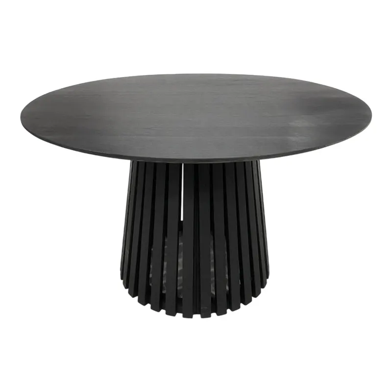Masă rotundă din lemn Kenda, Lemn Mindi, Natural - Negru, 120x75 cm - Negru