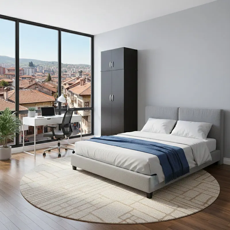 Dulap Athos cu 2 usi si loft, 80x42x240 cm - Nuc