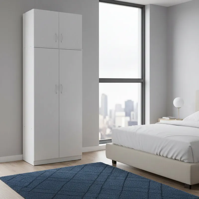Dulap Athos cu 2 usi si loft, 80x42x240 cm - Alb