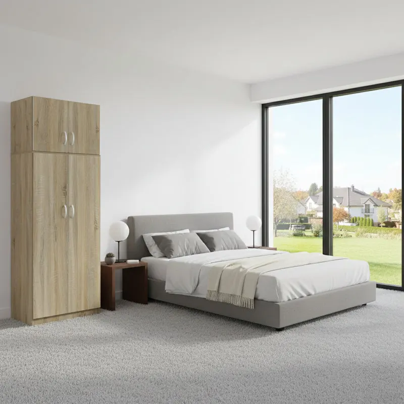 Dulap Athos cu 2 usi si loft, 80x42x240 cm - Stejar