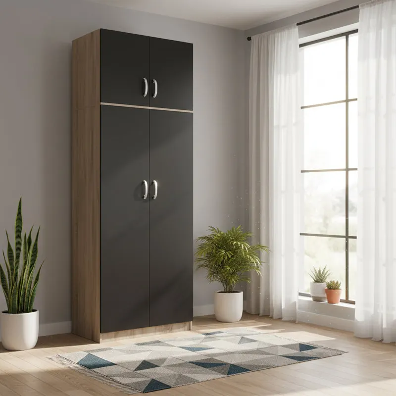 Dulap Athos cu 2 usi si loft, 80x42x240 cm - Sonoma-Antracit