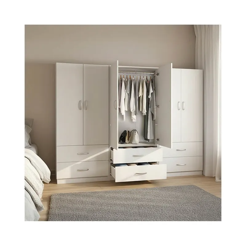 Dulap Athos cu 6 usi si sertare, 240x42x180 cm - Alb