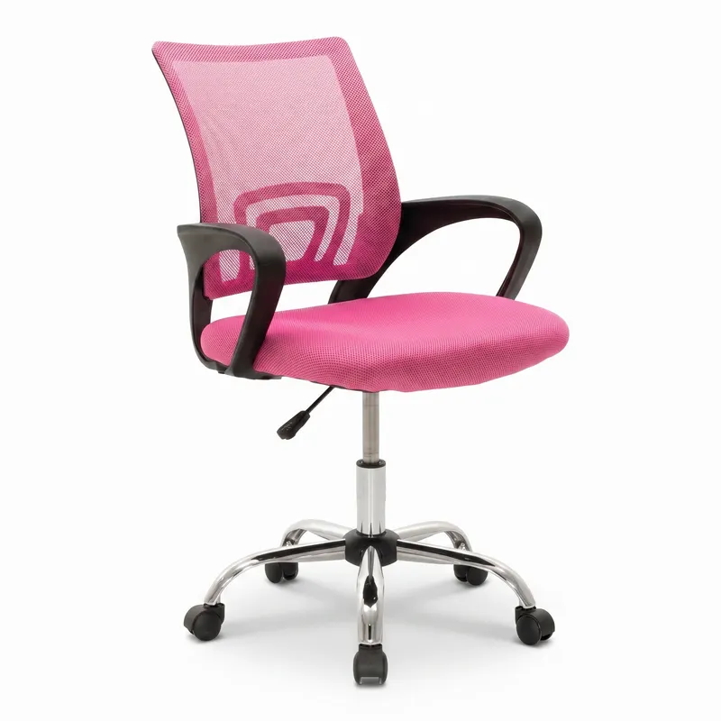 Scaun de birou cu functie de înclinare Berto II, Mesh, Roz-Negru, 60x48x85-95 cm - Negru