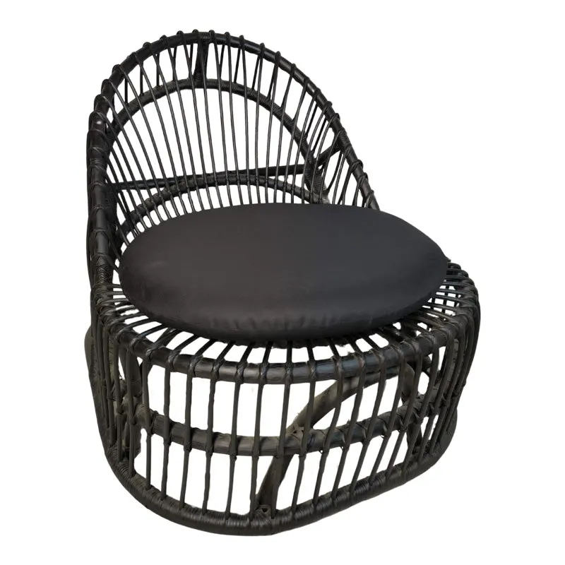 Fotoliu de relaxare Tromso, rattan negru, perna, Natural - Negru, 80x85x98 cm - Negru
